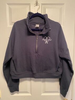 all in motion Navy Half-Zip Fleece Cropped Sweatshirt with Paddle Club Logo…